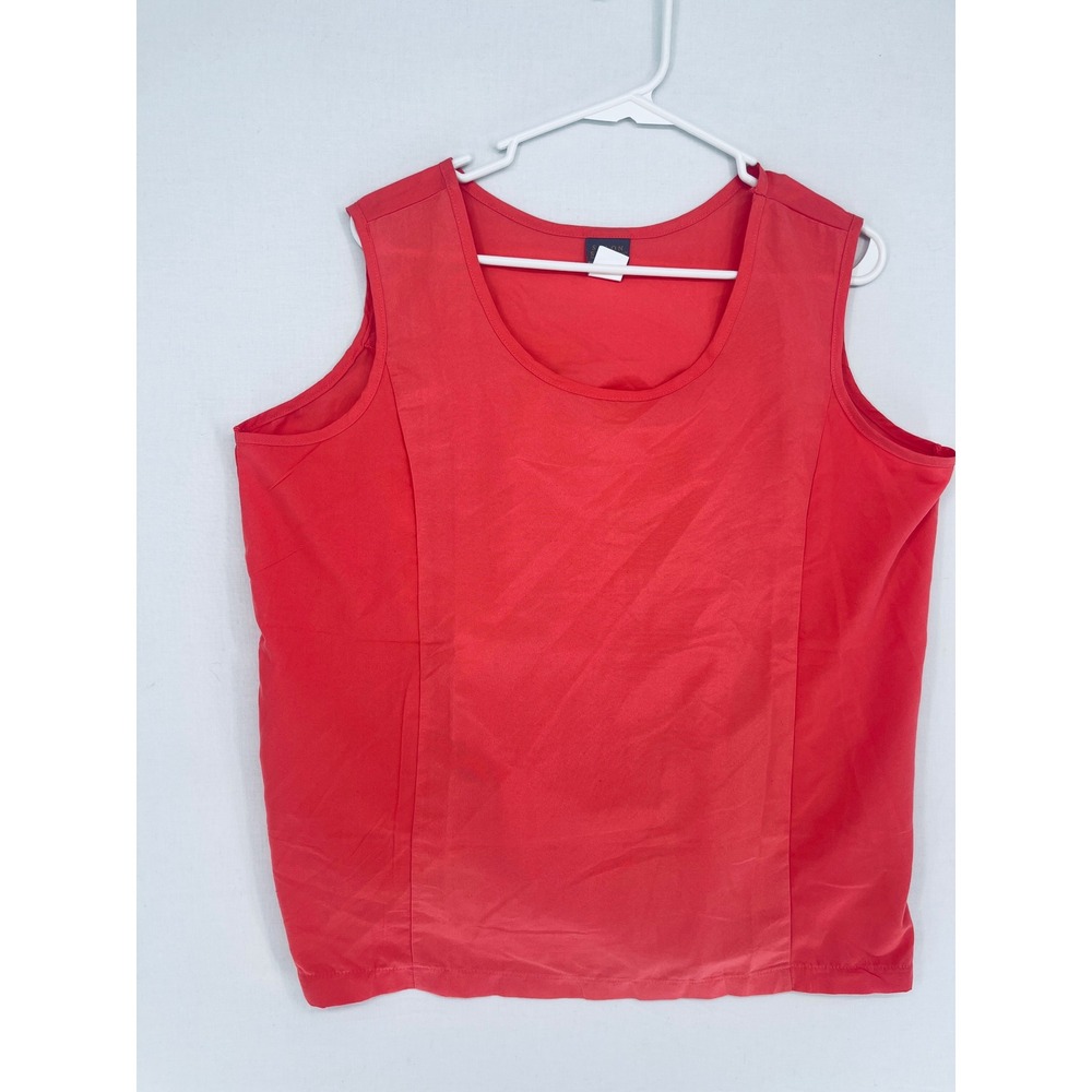 Salon Studio Women Tank Top Large Coral Red Scoop Neck Sleeveless Shell Blouse